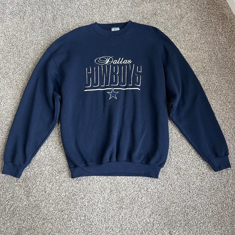 Dallas Cowboys Vintage Embroidered Blue Crewneck Sweatshirt Made in USA, Size XL